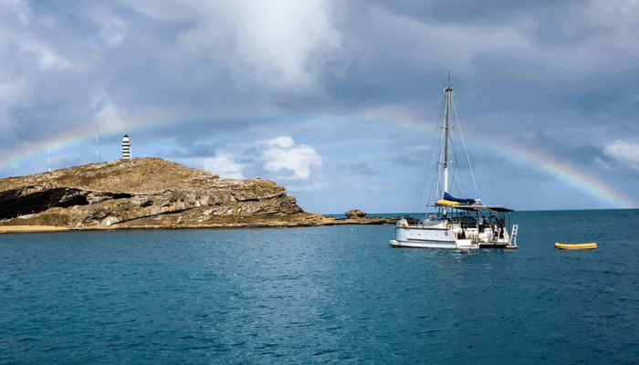 Abrolhos é um parque nacional marinho, onde você pode observar muitos tipos de animais durante o passeio e também as baleias jubartes.